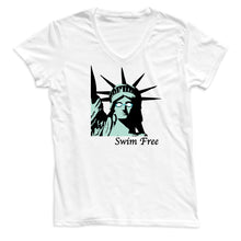 Load image into Gallery viewer, Lady Liberty “Swim Free” Women&#39;s V Neck
